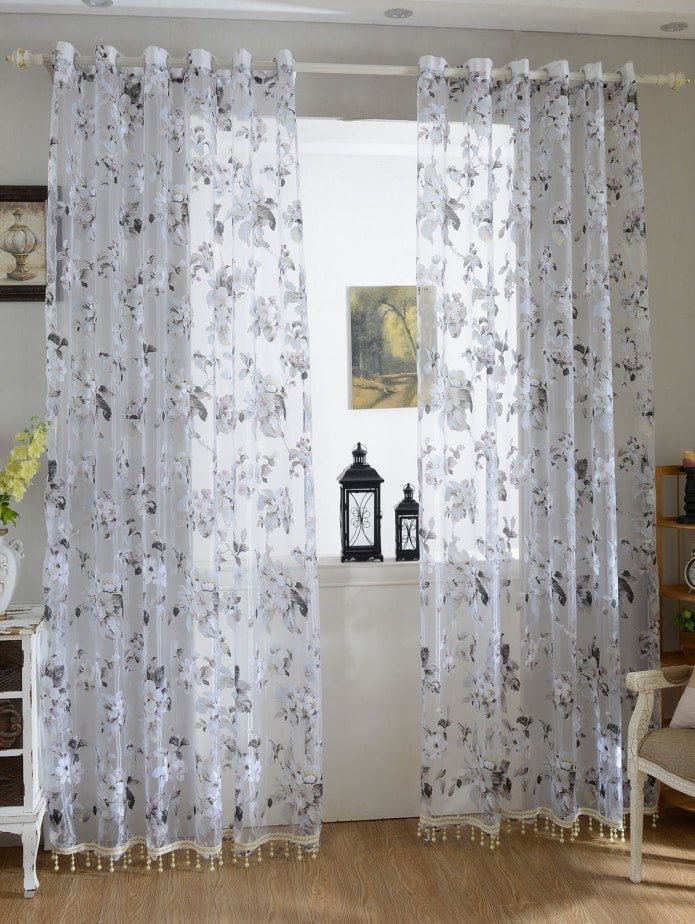 tulle with a floral print