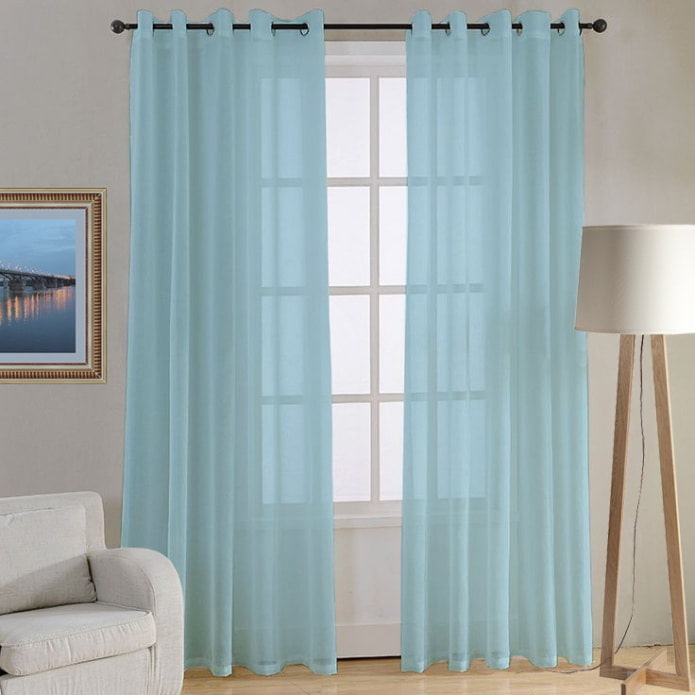 blue curtains with eyelets