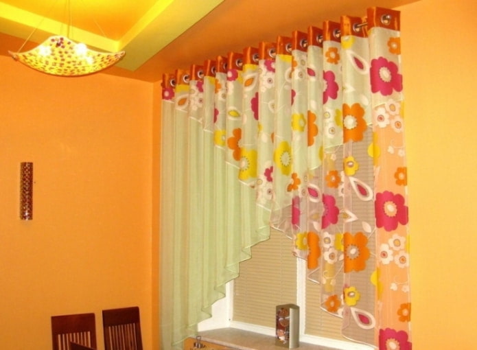 asymmetrical curtains on eyelets