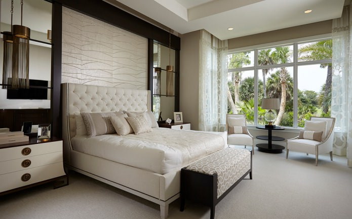 Embroidered tulle in the bedroom