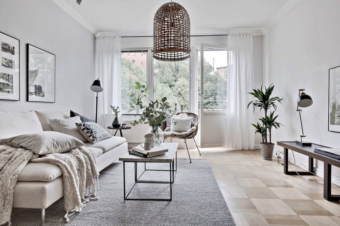 white tulle in Scandinavian style
