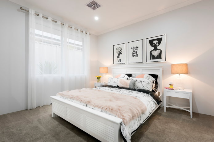 chiffon curtains in the bedroom interior