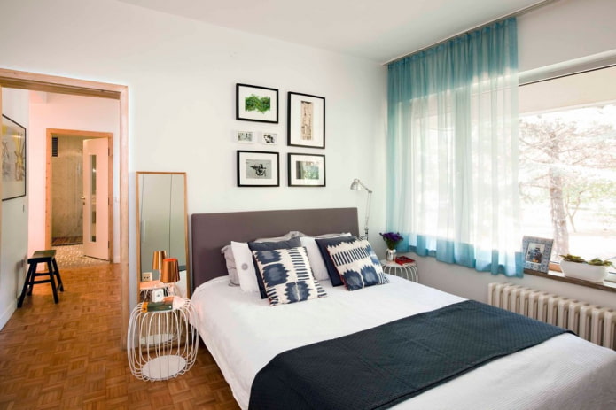 turquoise curtains in the bedroom