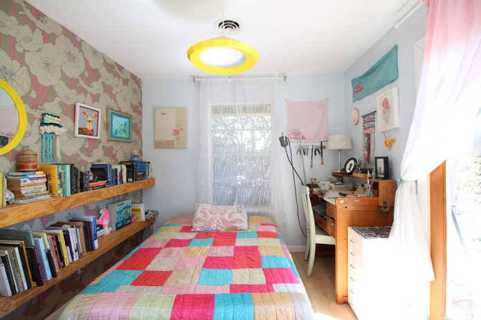 rain curtains in the bedroom interior