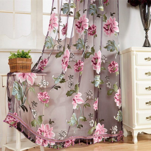 tulle with a floral print