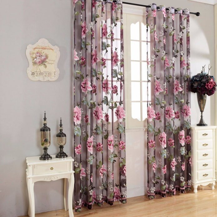 tulle with a floral print
