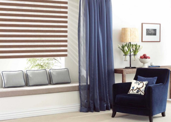 tulle with roller blinds