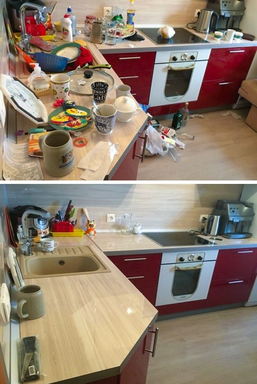 Cleaning up the countertop