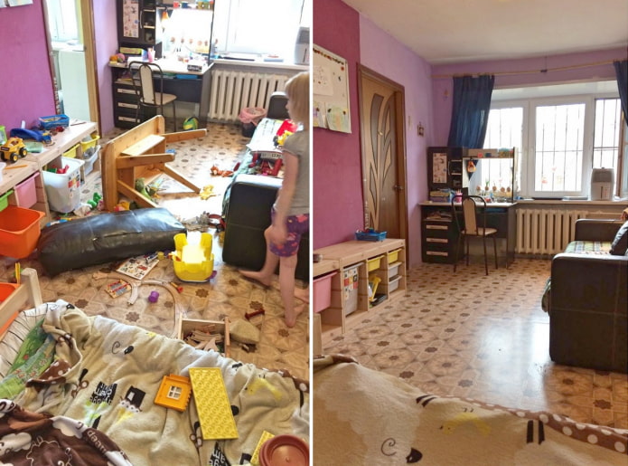 Cleaning the nursery before and after