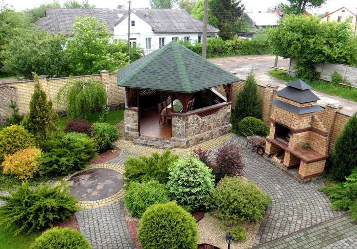 stone gazebo and stove at the dacha