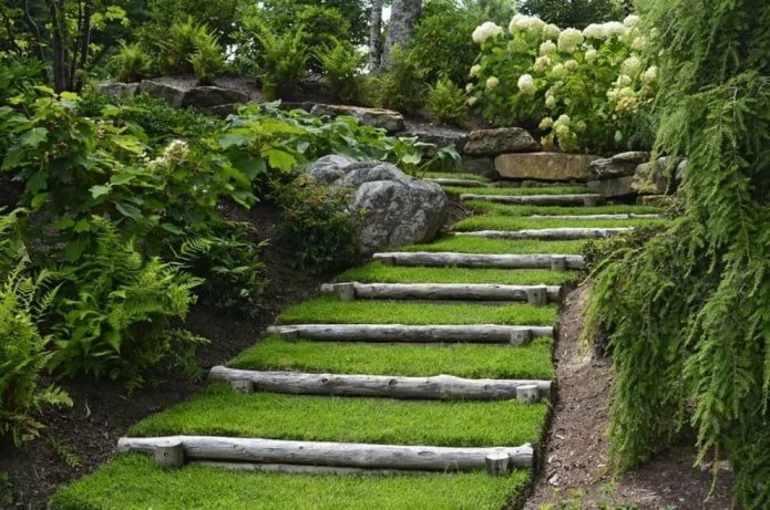 log stairs