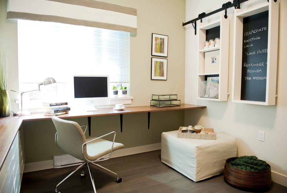 corner computer desk by the window