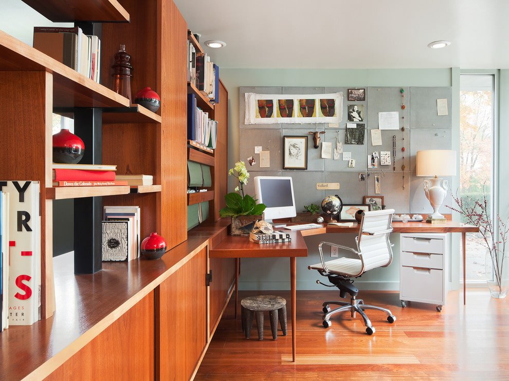 corner desk with a pencil case