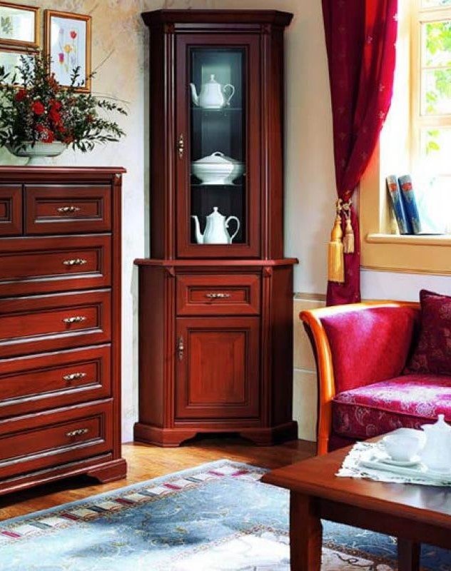 corner bookcase in the living room interior