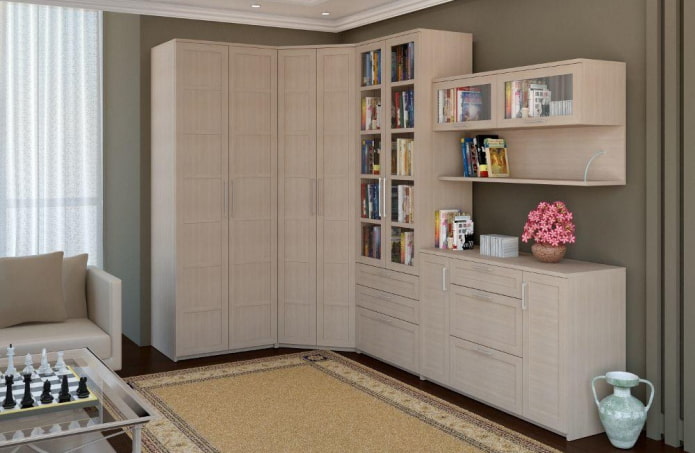 beige corner wardrobe in the hall