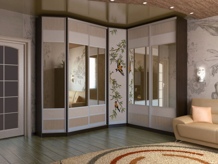 corner wardrobe in the living room interior