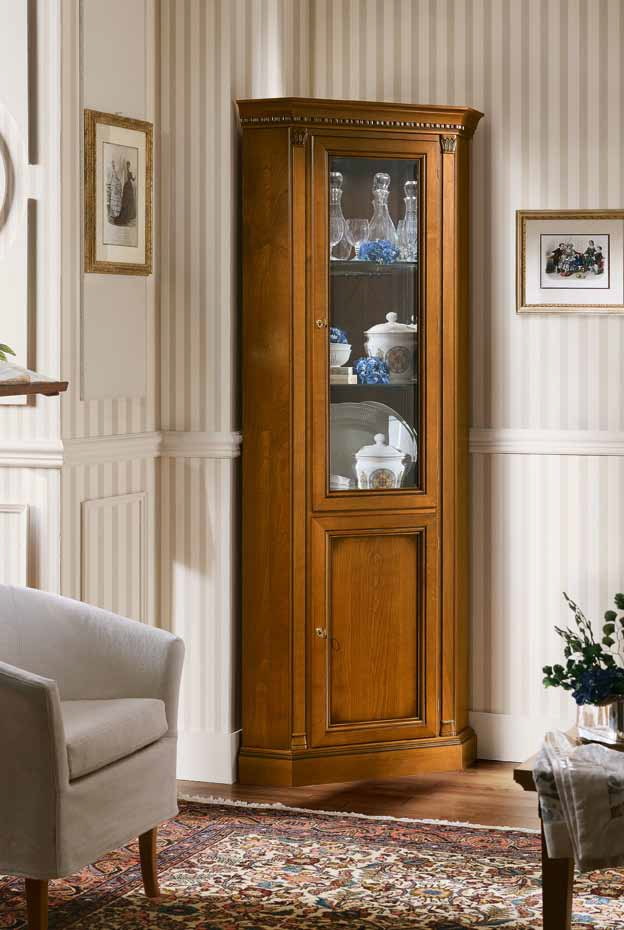 corner tall cabinet in the interior of the hall