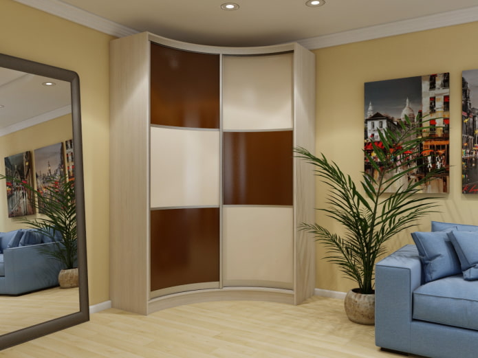 corner wardrobe in the living room interior