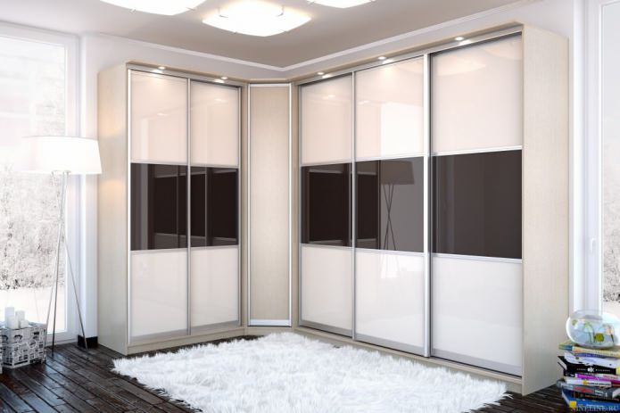 Design of a corner wardrobe in the bedroom