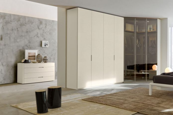 Design of a corner wardrobe in the bedroom