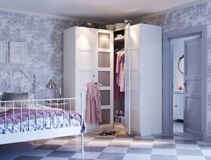 swing doors for a corner wardrobe in the bedroom