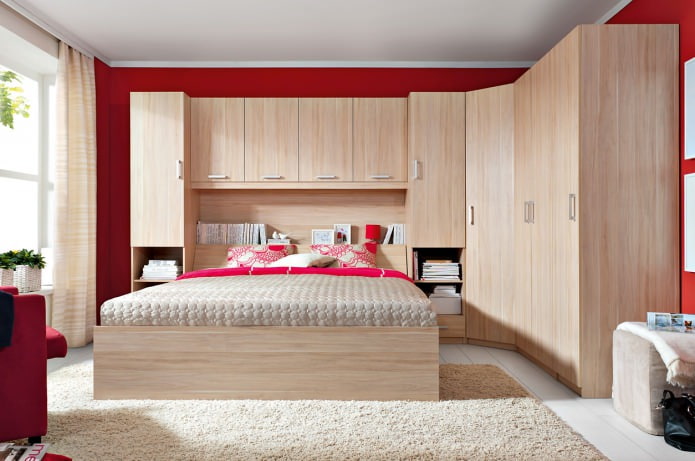 Design of a corner wardrobe in the bedroom