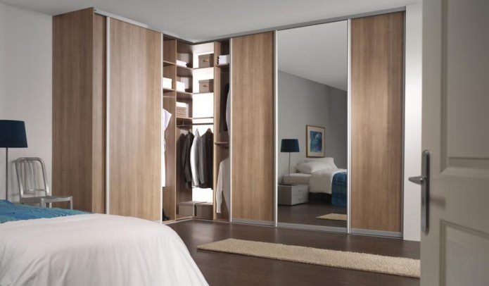 built-in corner wardrobe in the bedroom