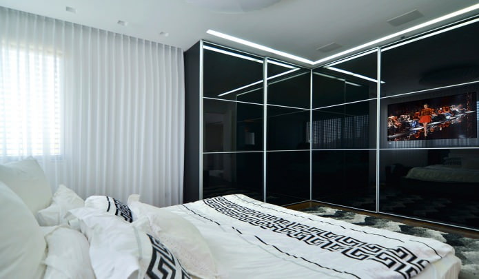 Design of a corner wardrobe in the bedroom