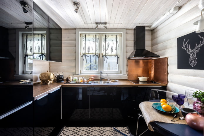 corner kitchen set in the interior of a private house