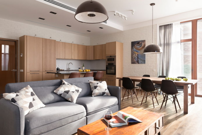 corner set in the interior of the kitchen-living room