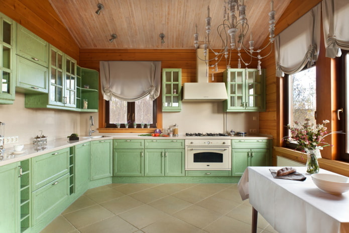 corner kitchen set in the interior of a private house