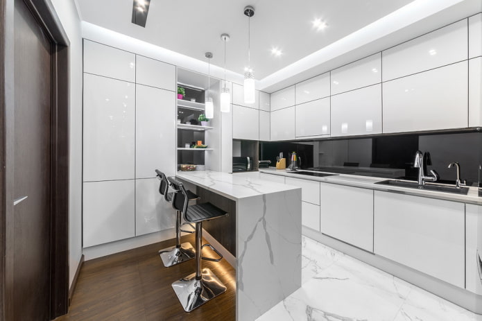 kitchen in the shape of a corner in a modern style