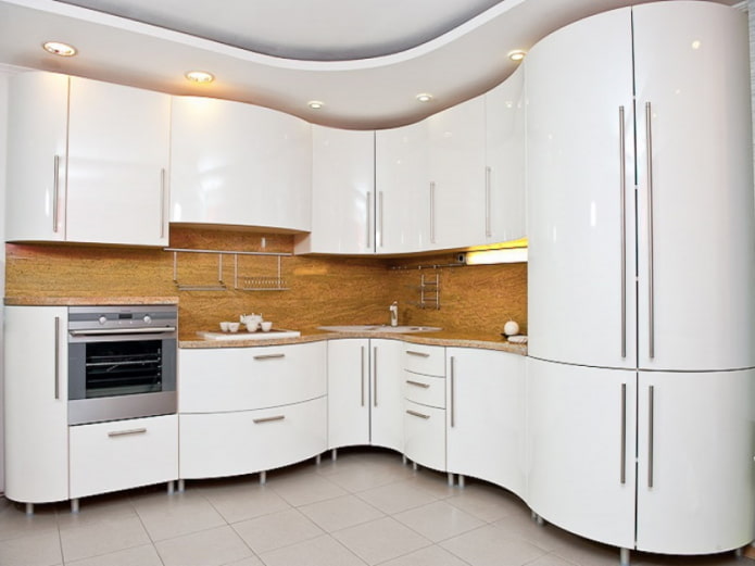 color scheme of a corner-shaped kitchen