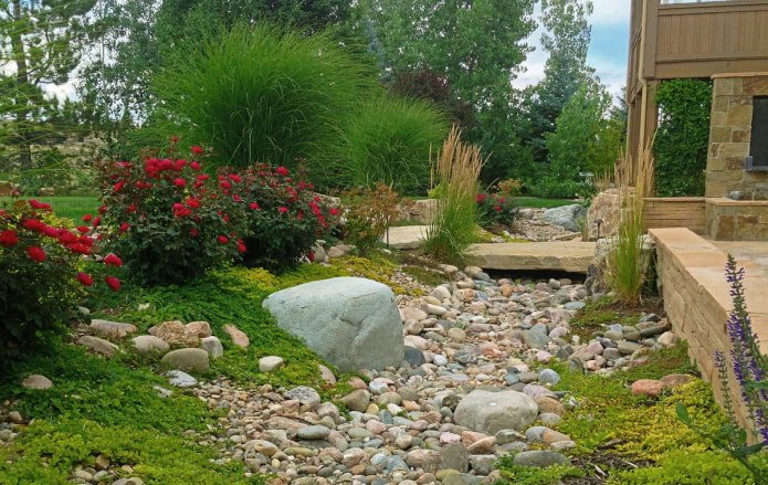 Dry stream with a bridge
