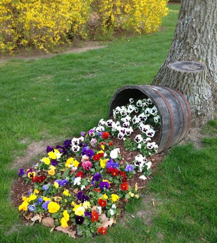 Barrel flower bed
