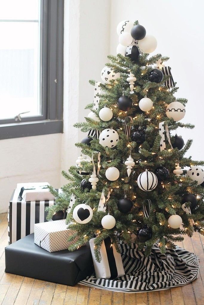 Black, white and gold spruce tree