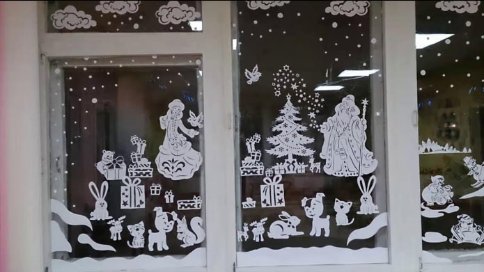 winter composition on the window