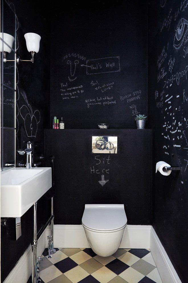 Inscriptions on the chalkboard wall