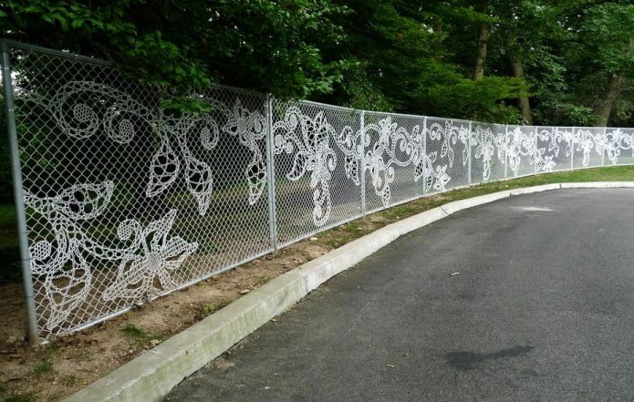 pattern of threads on a chain-link fence