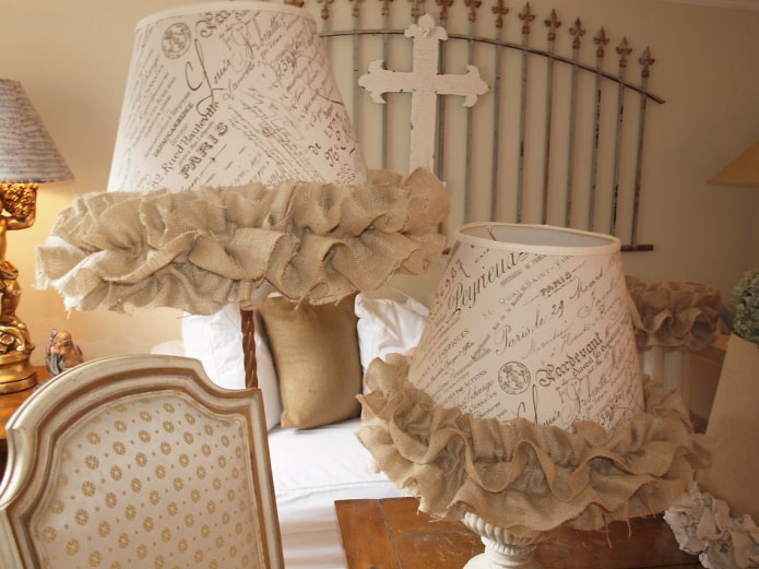 burlap lampshades in the bedroom