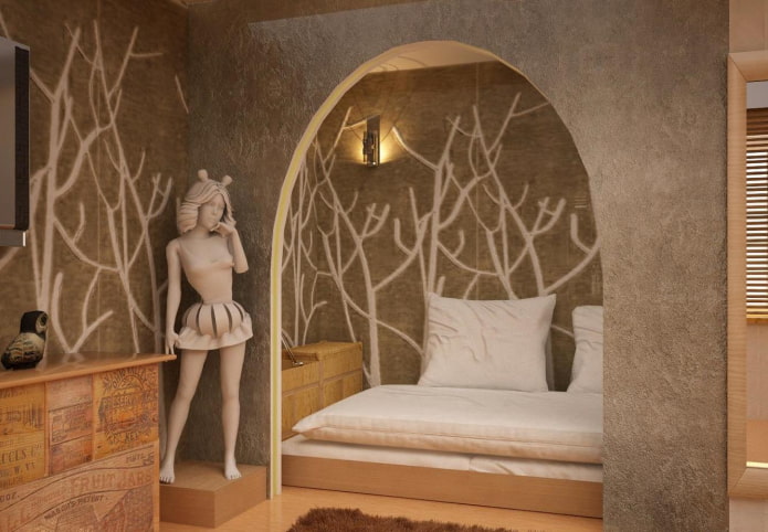 large sculpture in the bedroom