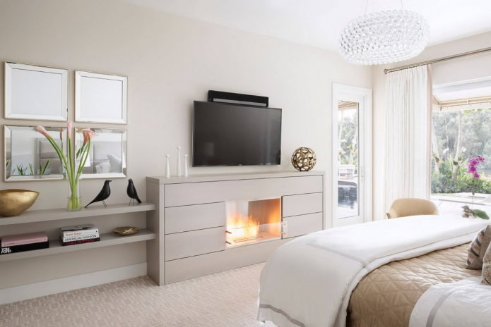 electric fireplace in the bedroom