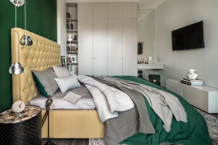 A built-in wardrobe in the bedroom
