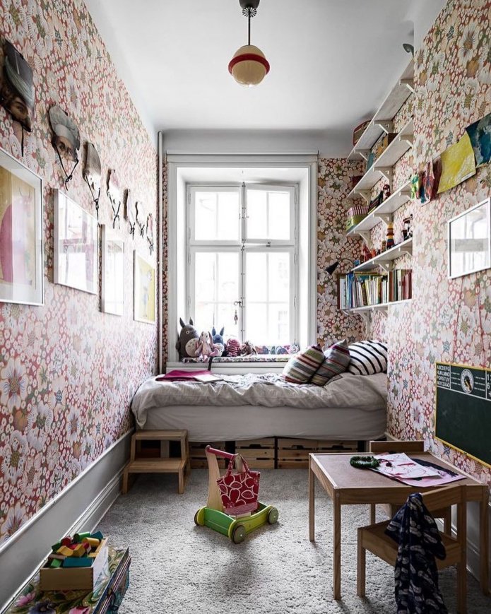 bed across the room