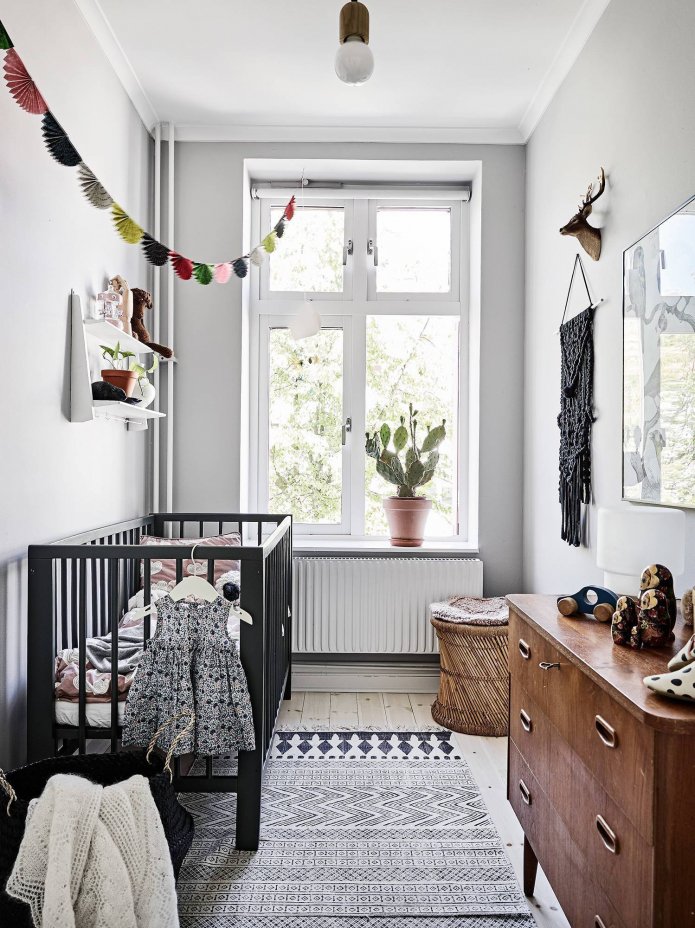 dark furniture in a light room