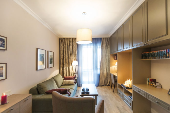 wall-to-wall wardrobe in the living room