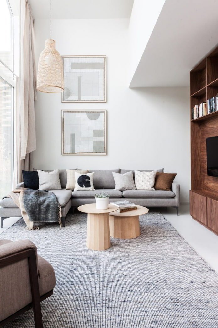 a transverse sofa in the living room