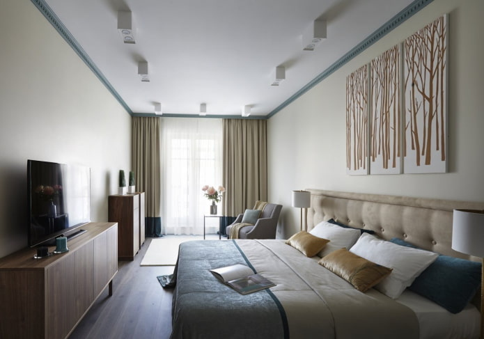 ceiling decoration in a narrow bedroom