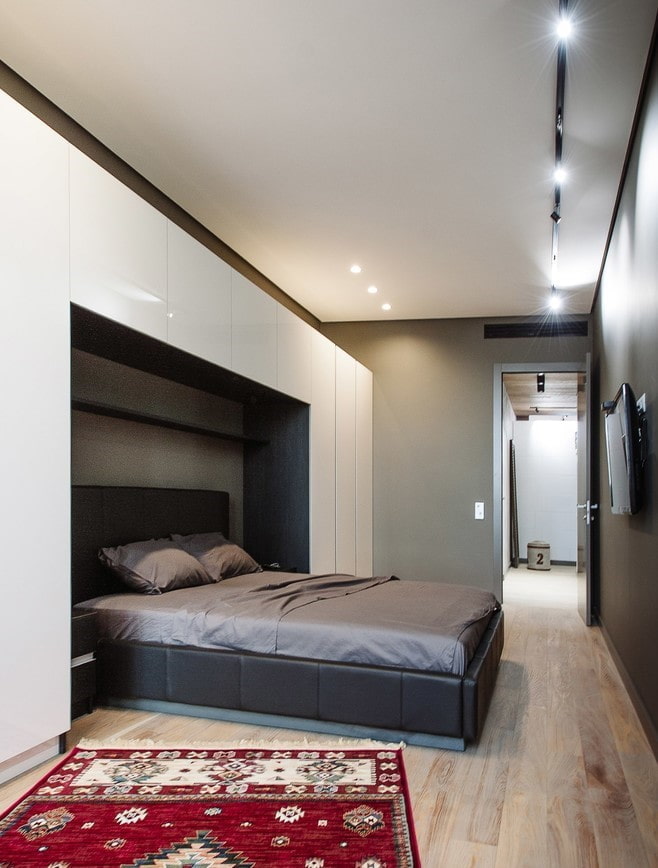ceiling decoration in a narrow bedroom