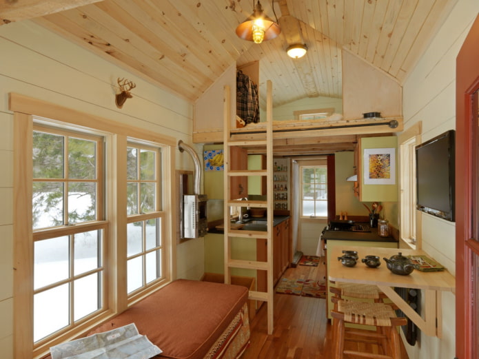 Ceiling made of clapboard